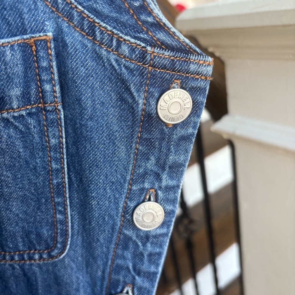 Madewell Denim Cap Sleeve mini Dress with Pockets - Size 6 - Picture 5 of 6